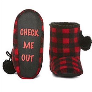 Plush Bootie Slippers With PomPom XL NWT